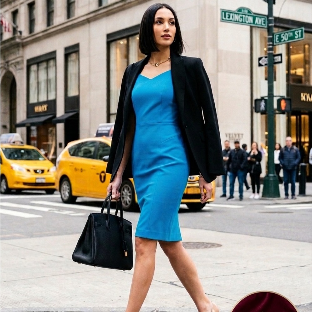 Hugo Boss Delura Blue Power Dress Workwear size US4